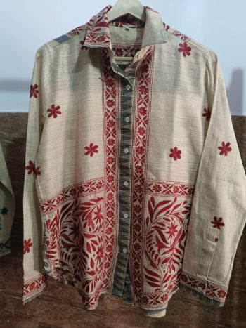 Hand-Embroidered Khadi Cotton Shirt